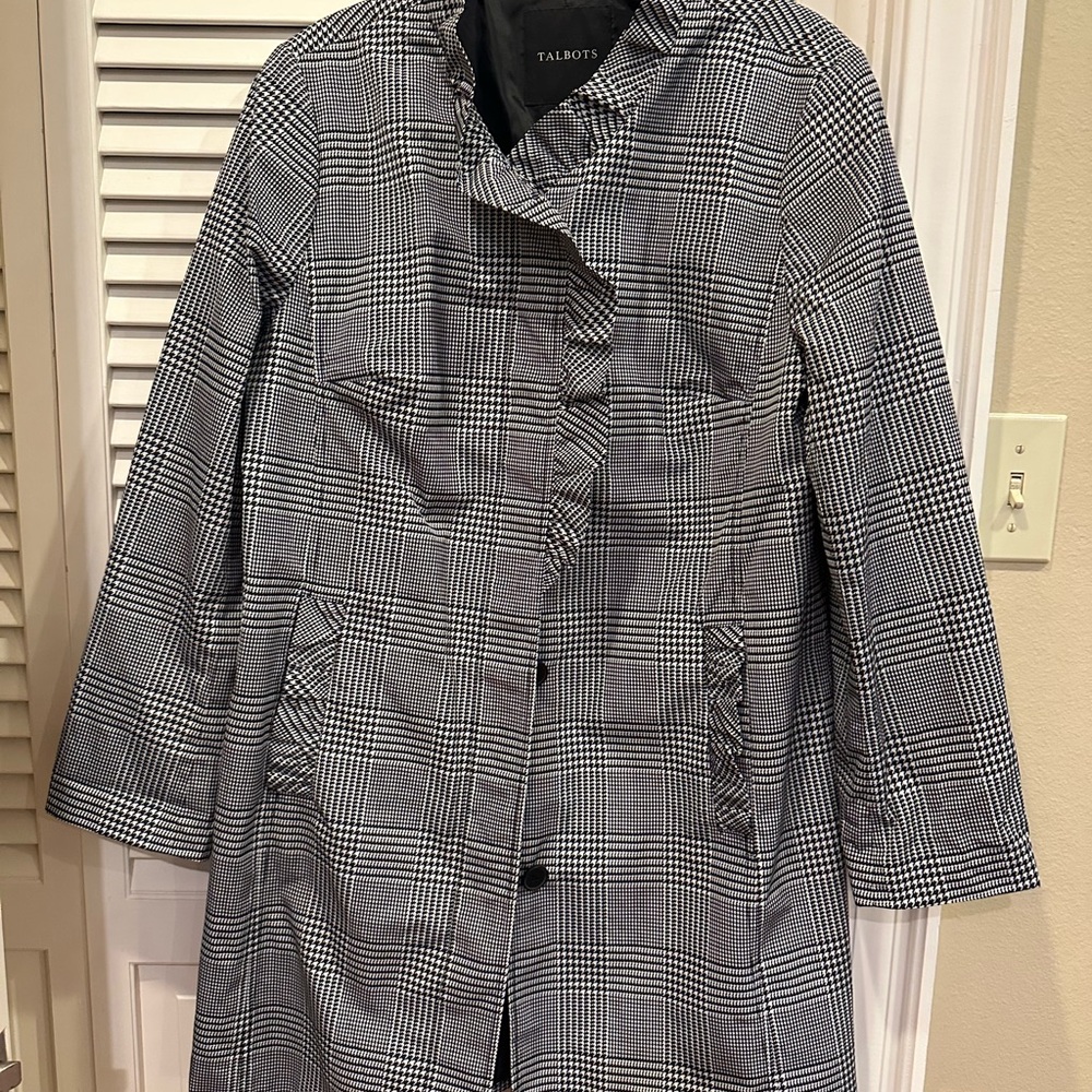 Talbots Black and White Plaid Women's Coat